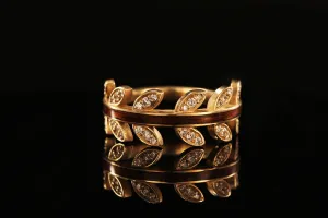 14K YELLOW GOLD DIAMOND LEAF RING