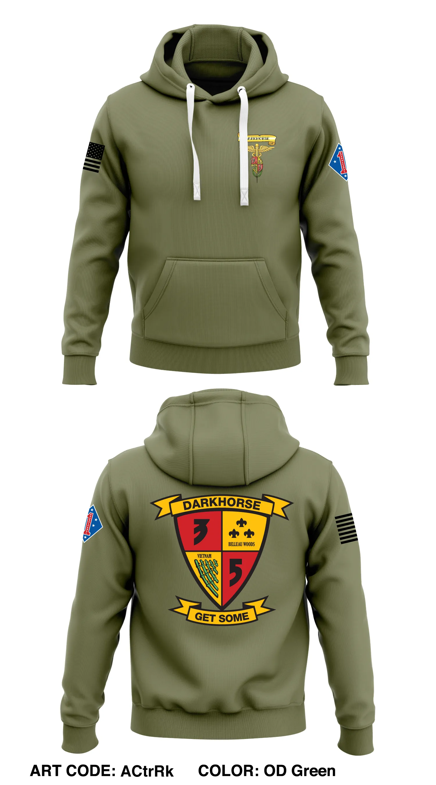 3d BN, 5th Marines  Core Men's Hooded Performance Sweatshirt - ACtrRk