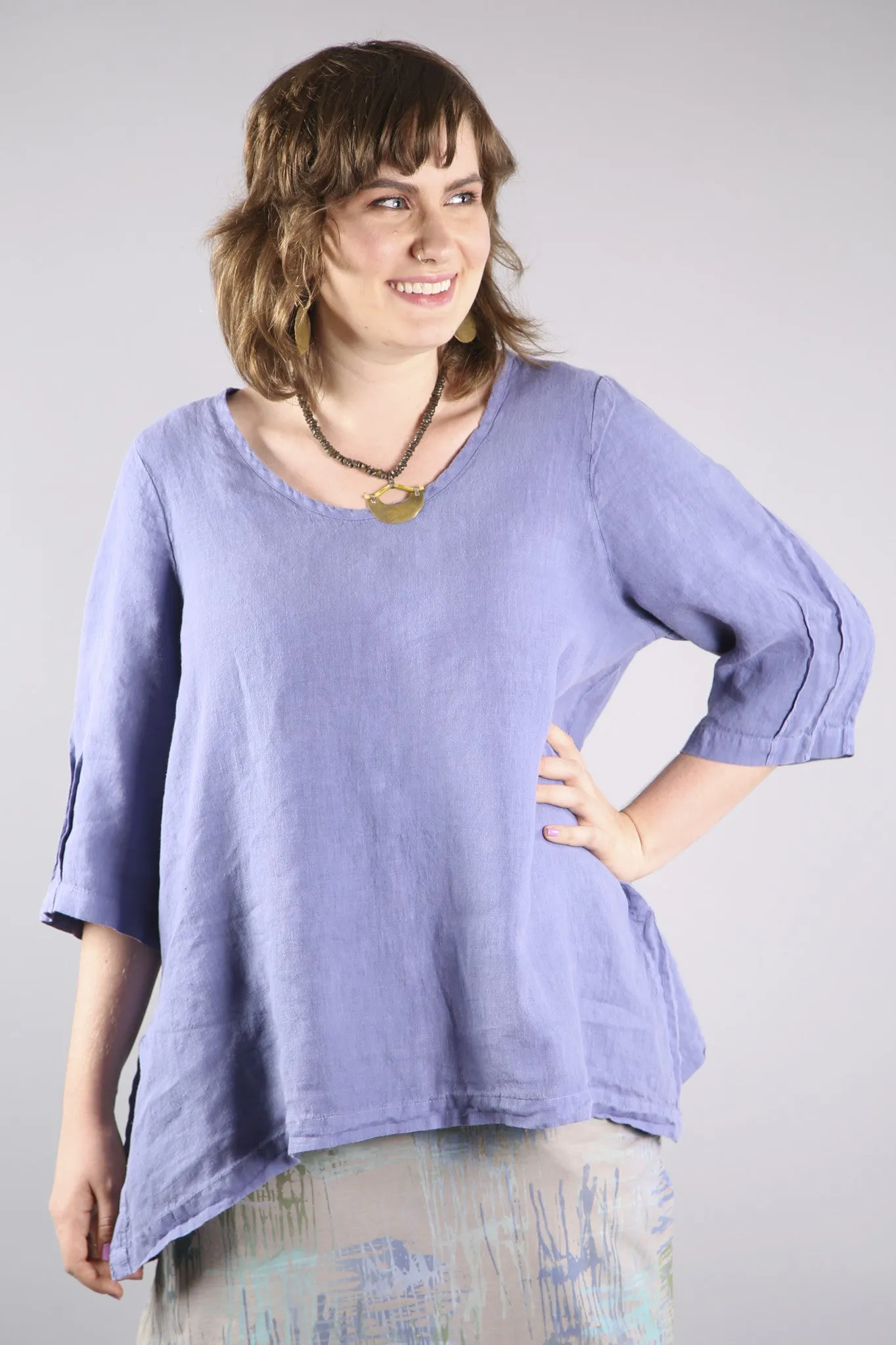 4169 Layer Skirt-Garden Stone with periwinkle pattern-P