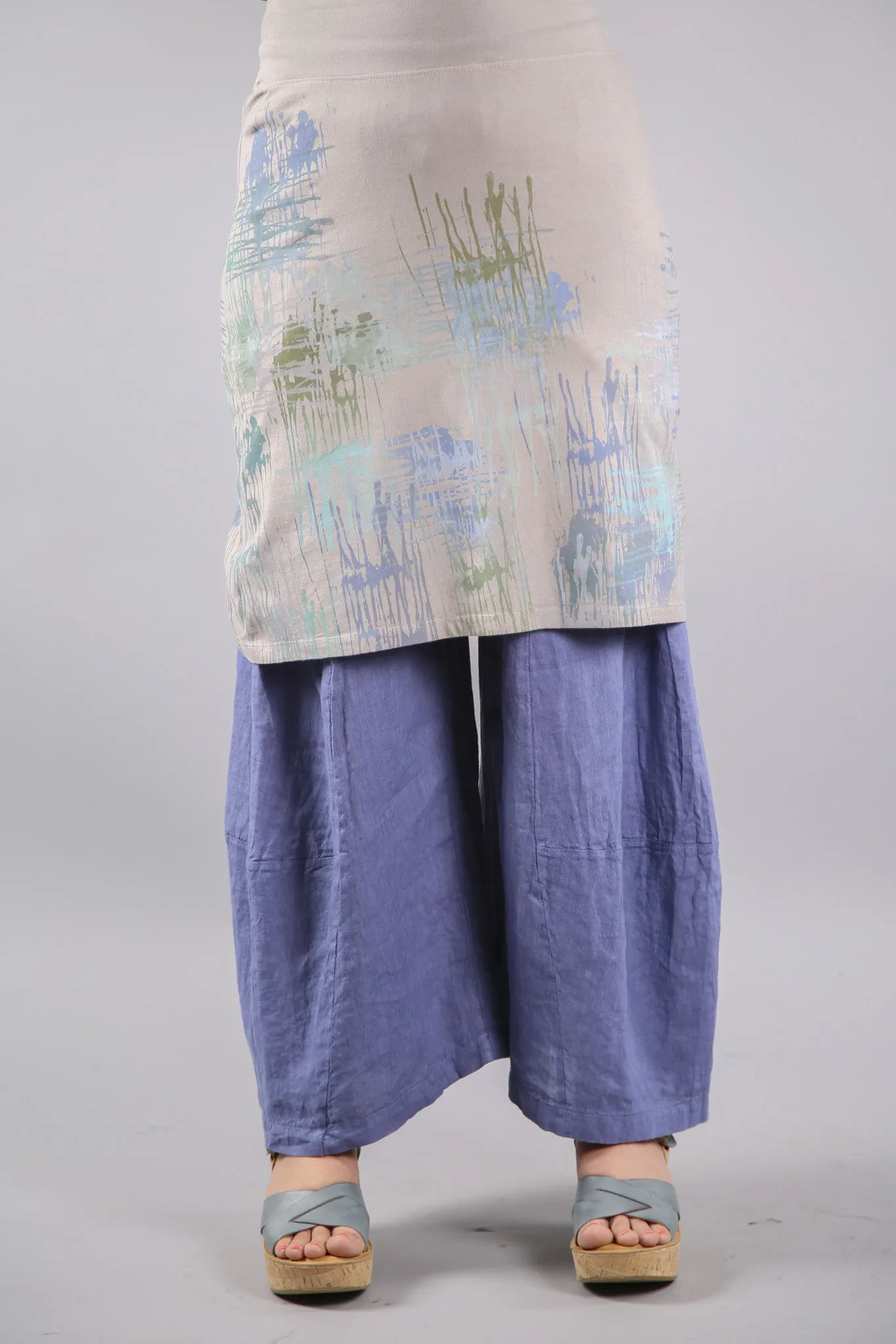 4169 Layer Skirt-Garden Stone with periwinkle pattern-P