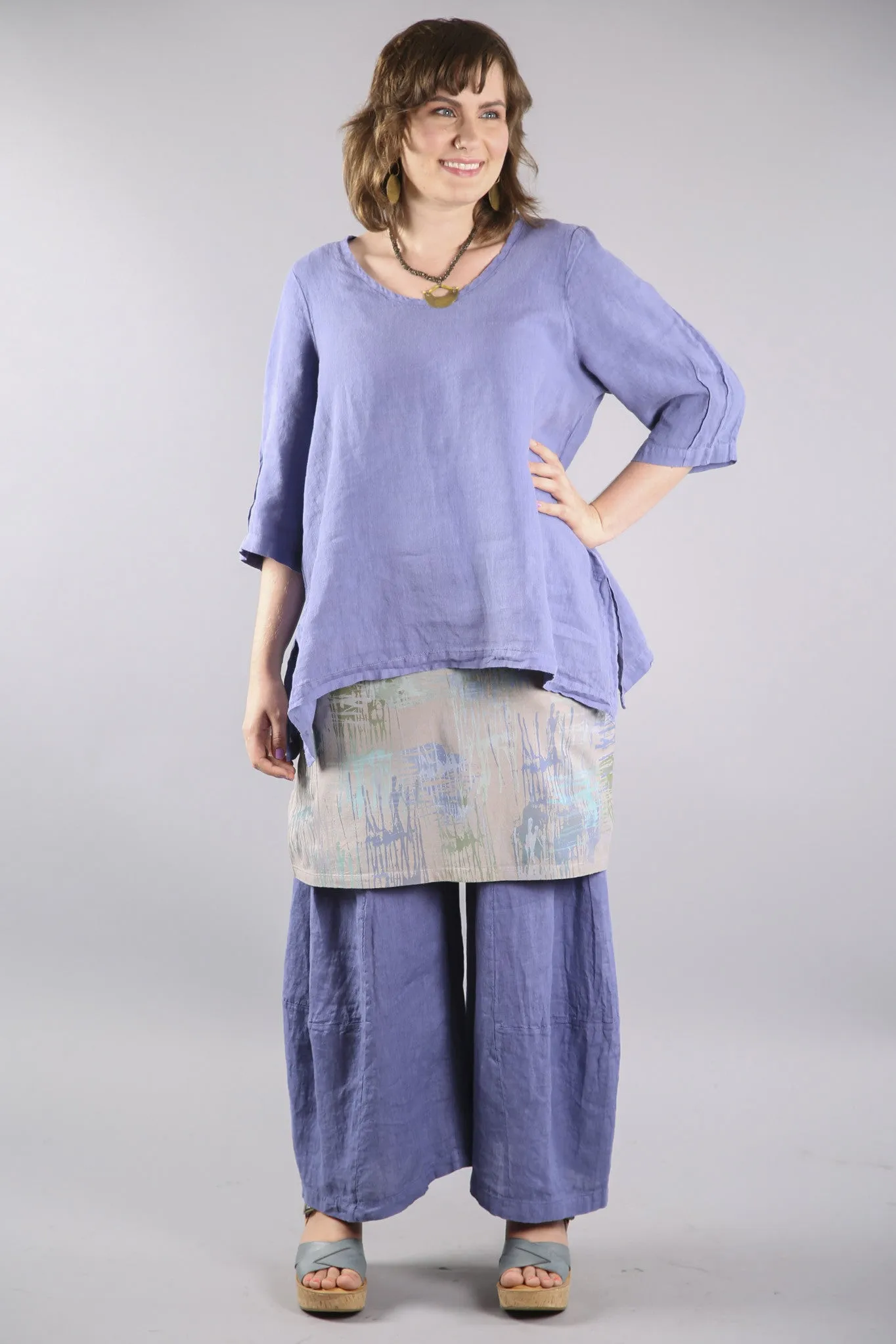 4169 Layer Skirt-Garden Stone with periwinkle pattern-P