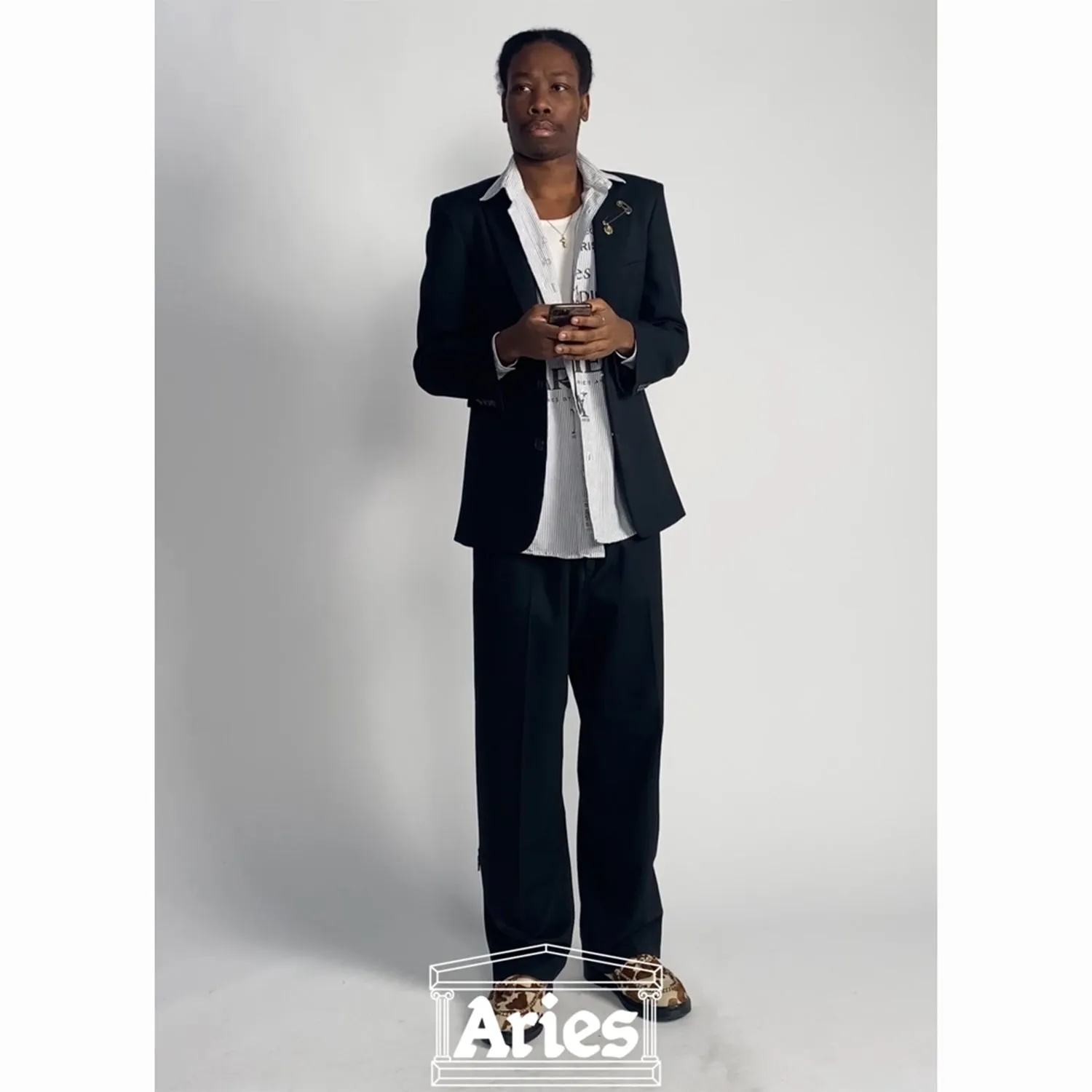 Aries Two Tone SB Tailored Jacket Black