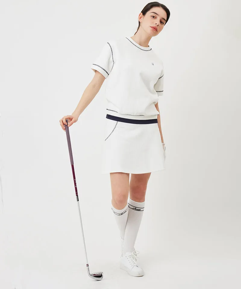 AVEN Stitched Flared Skirt - White