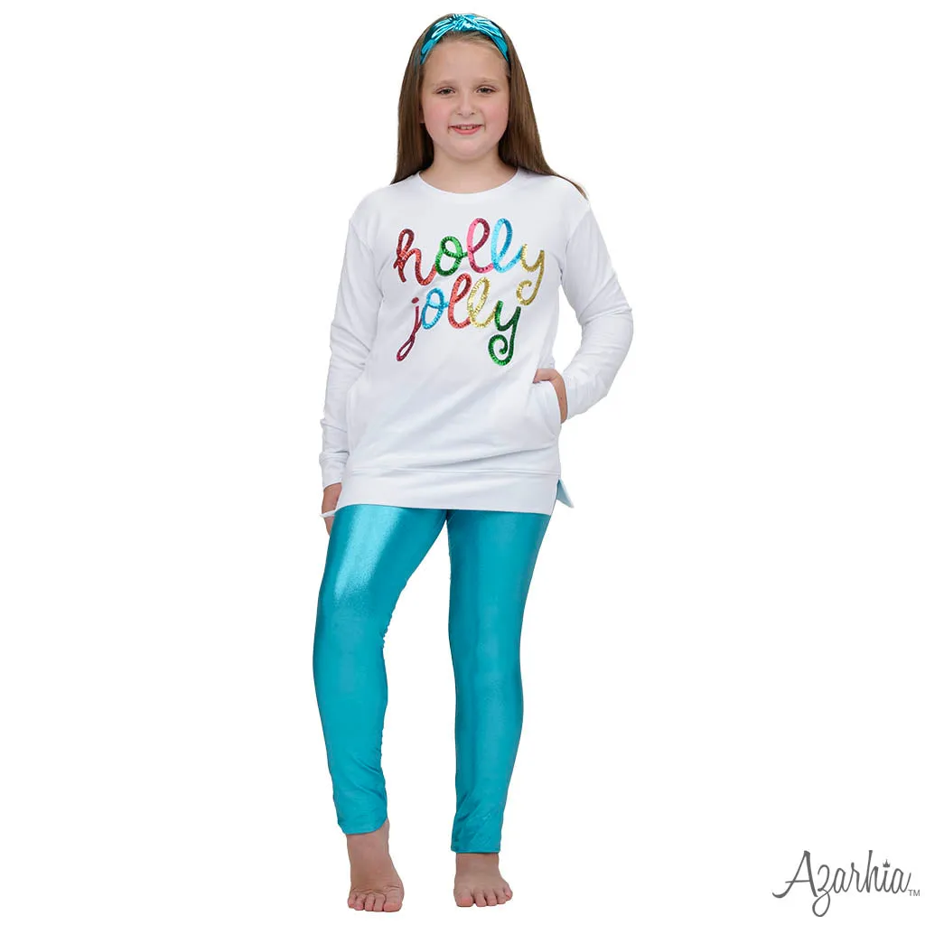 Azarhia Shimmer Leggings Turquoise