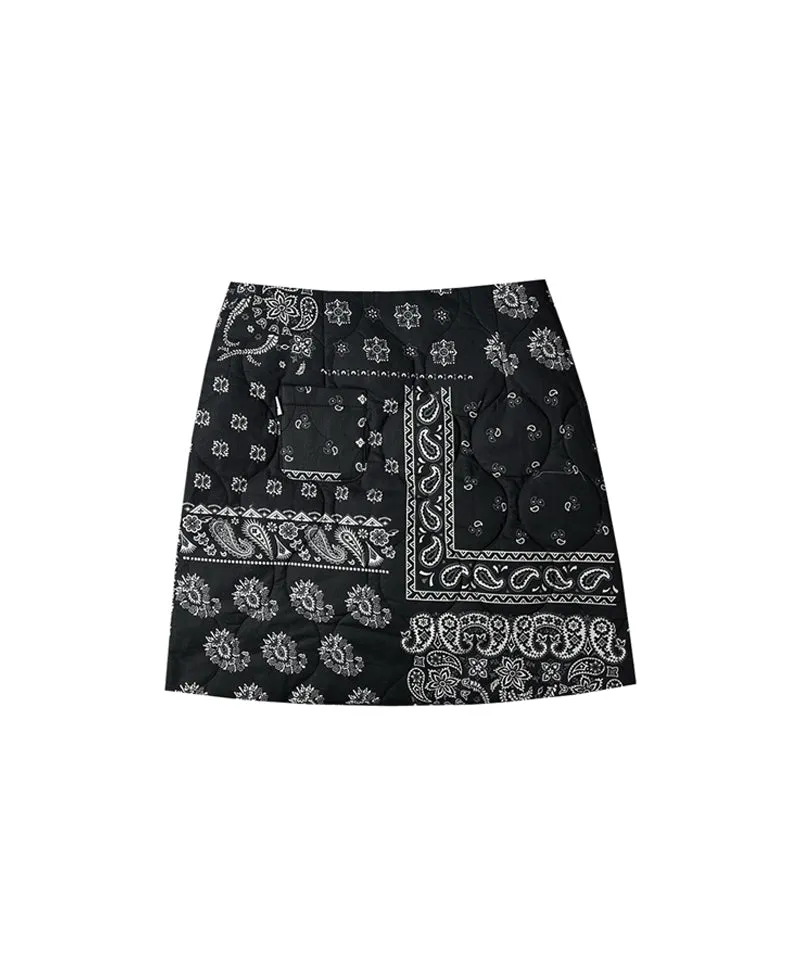 BENECIA 12 Bandana Quilted Skirt - Black