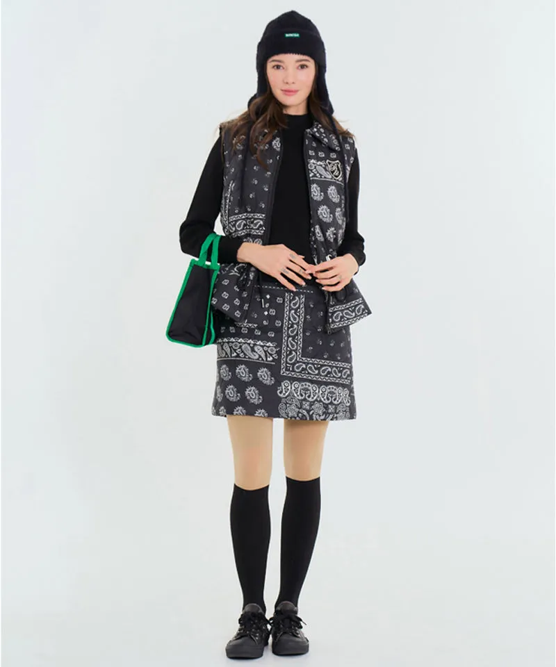 BENECIA 12 Bandana Quilted Skirt - Black