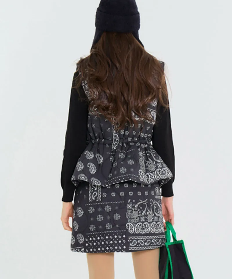BENECIA 12 Bandana Quilted Skirt - Black