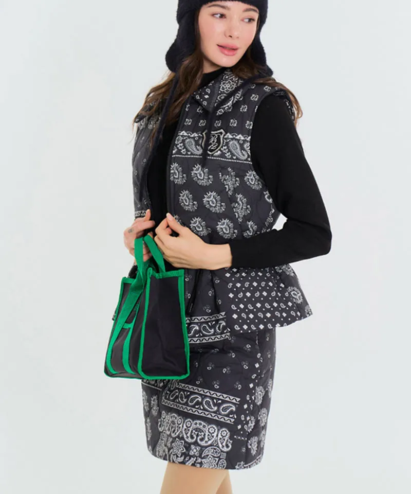 BENECIA 12 Bandana Quilted Skirt - Black