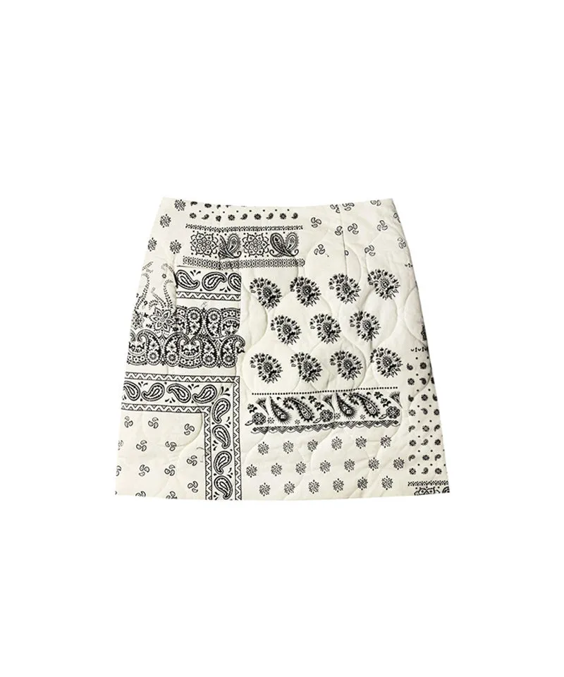BENECIA 12 Bandana Quilted Skirt - Ivory
