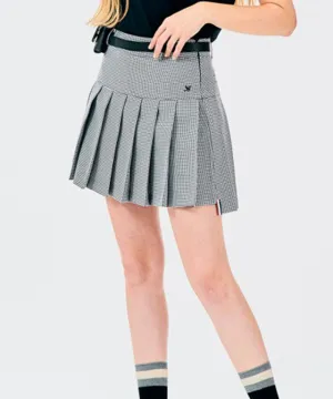 BENECIA 12 Unbalanced Check Skirt - Black