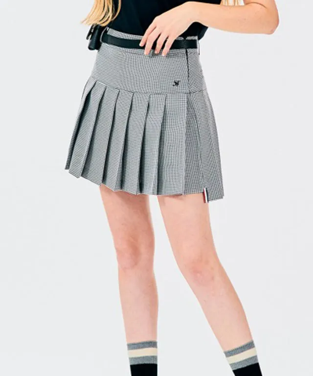 BENECIA 12 Unbalanced Check Skirt - Black