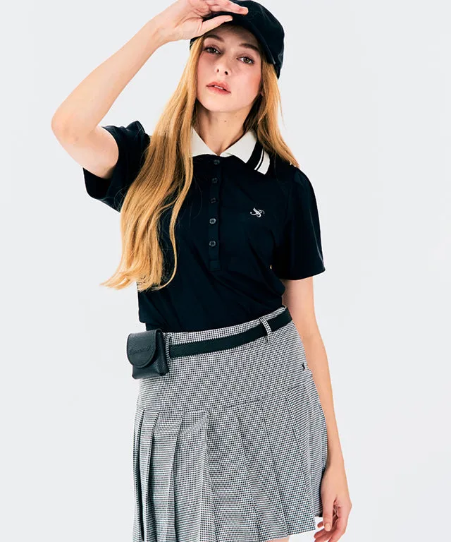 BENECIA 12 Unbalanced Check Skirt - Black