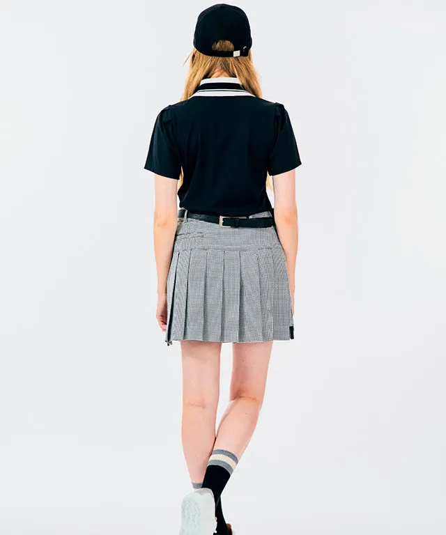 BENECIA 12 Unbalanced Check Skirt - Black