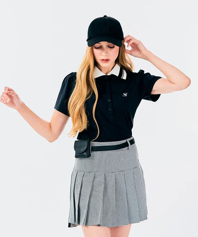 BENECIA 12 Unbalanced Check Skirt - Black
