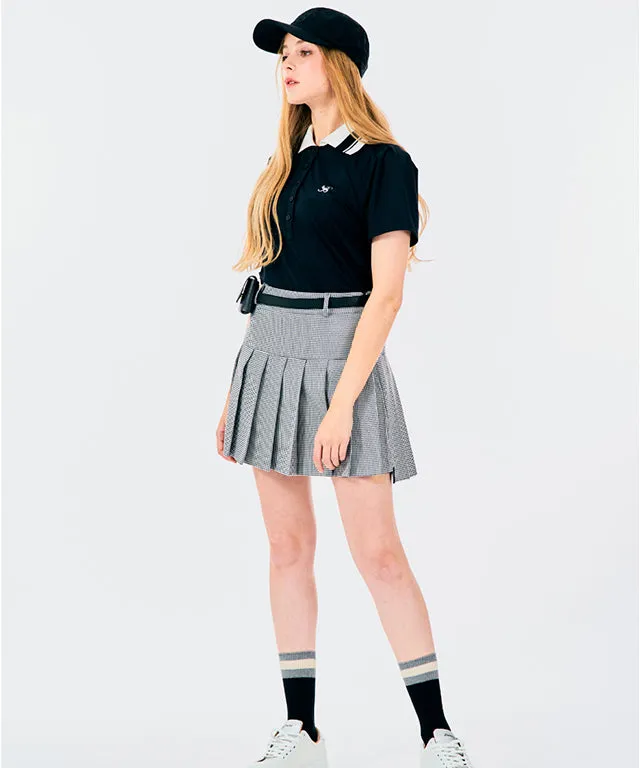 BENECIA 12 Unbalanced Check Skirt - Black