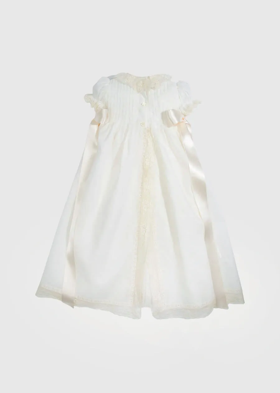 Bespoke Christening Gown with Side Satin Sash and Bonnet