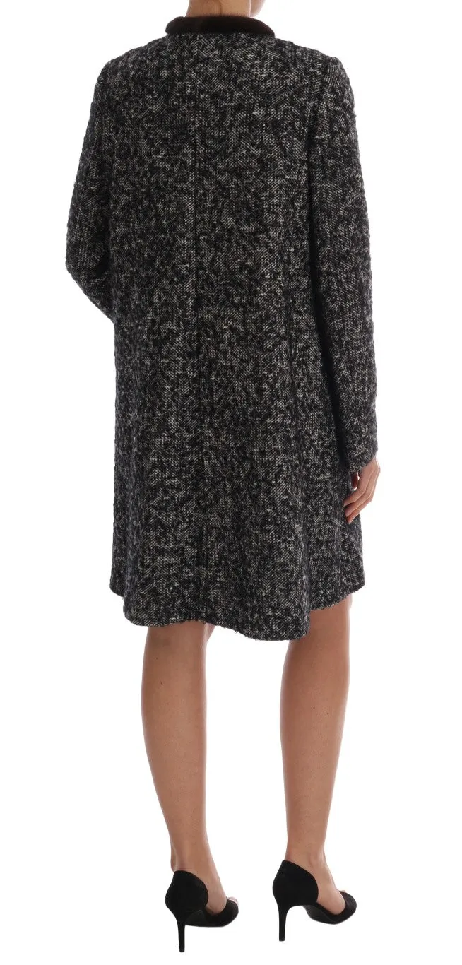 Black Crystal Fur Coat Jacket