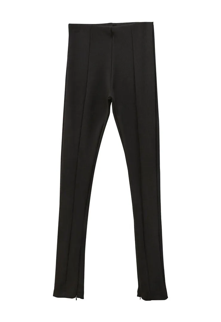 Black Ribbed Leggings