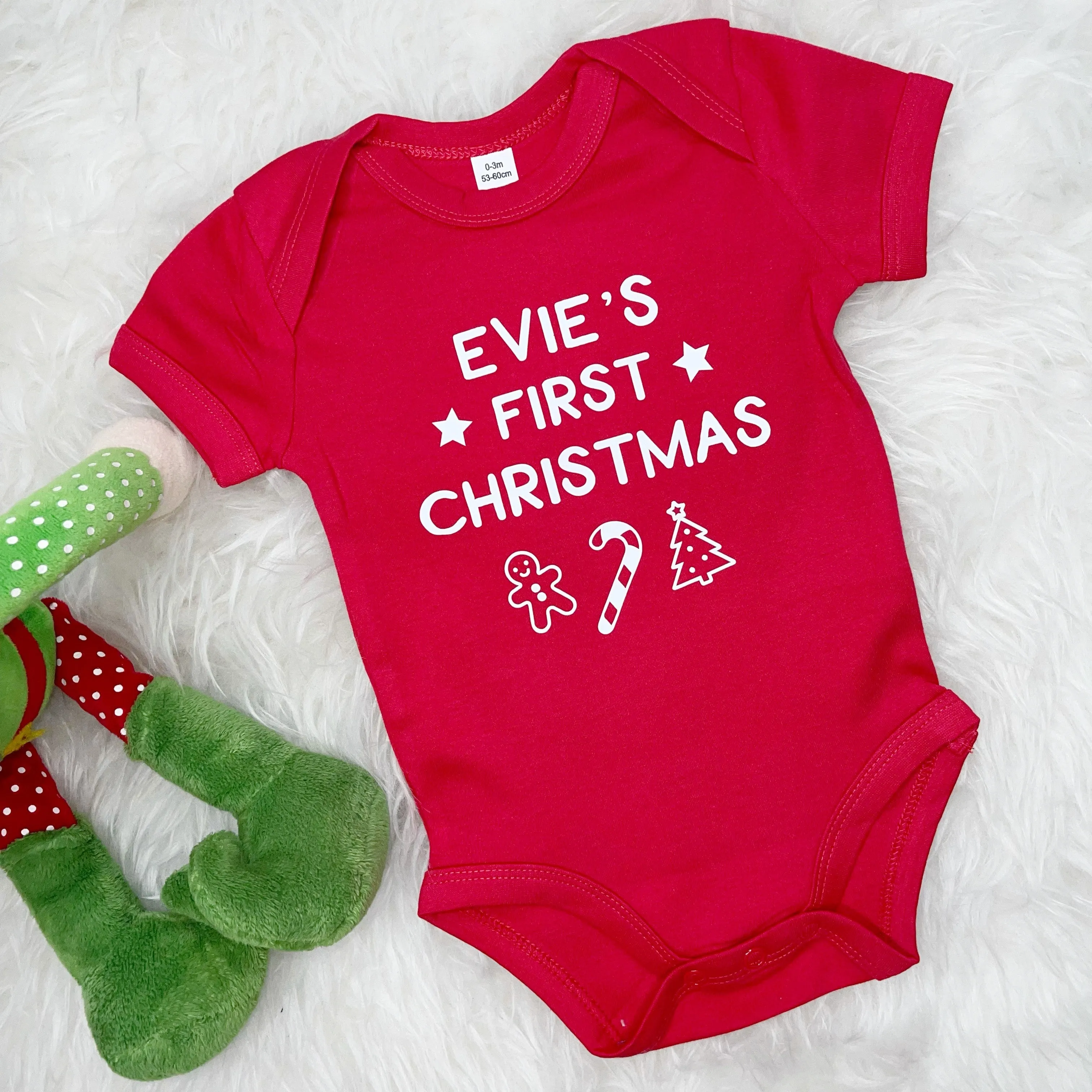 Candy Cane Personalised First Christmas Babygrow