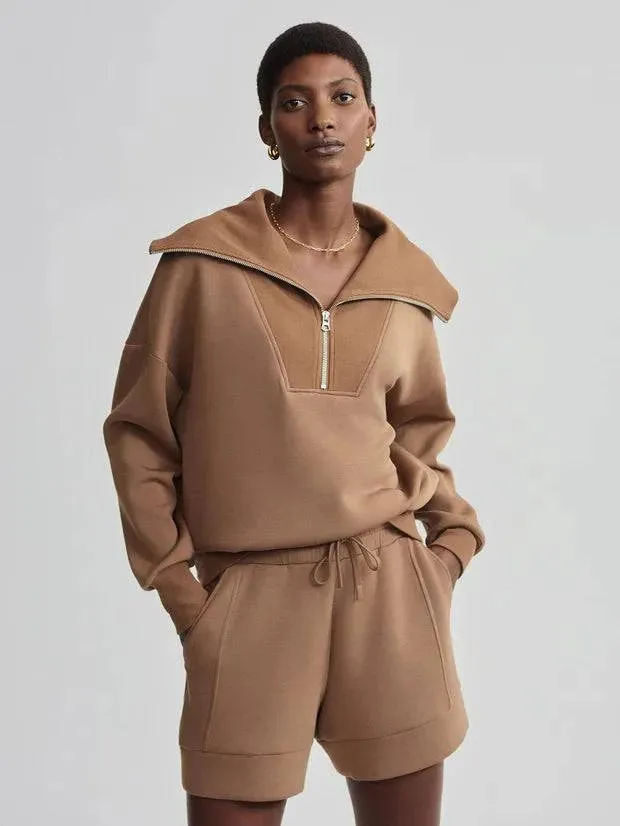 Catherine Half Zip Sweat by Varley | Golden Bronze
