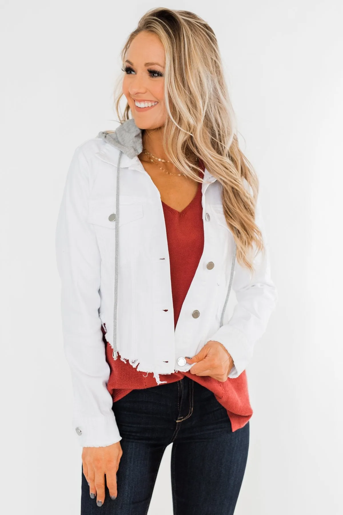 C'est Toi Frayed Hem Denim Jacket- Off White