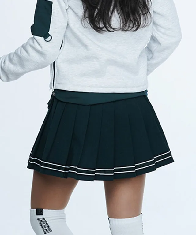 CHUCUCHU Half Pleated Skirt - Dark Green