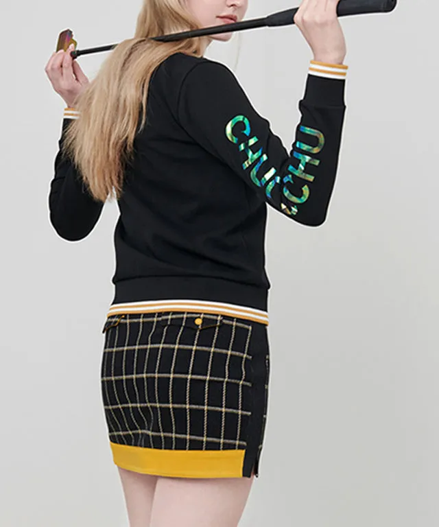 CHUCUCHU Pole Check Skirt - Mustard