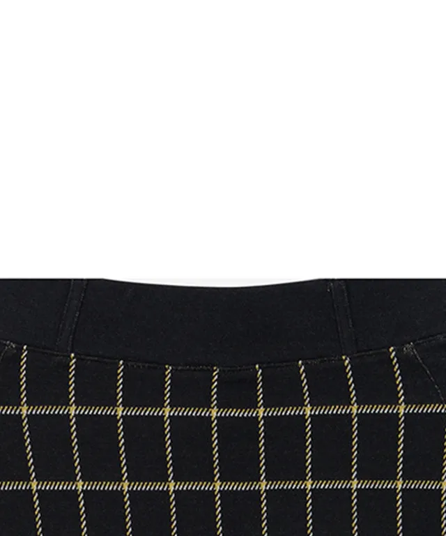 CHUCUCHU Pole Check Skirt - Mustard