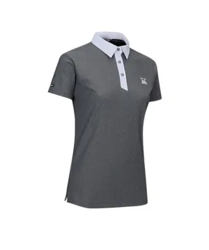 CHUCUCHU Women's Mesh Two-Tone Polo Top - Charcoal