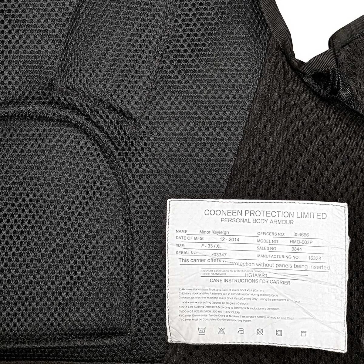 Cooneen Female Overt Stab Vest Bulletproof Body Armour WITH POCKETS - Used