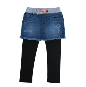 Distressed Dip Jean Skirt