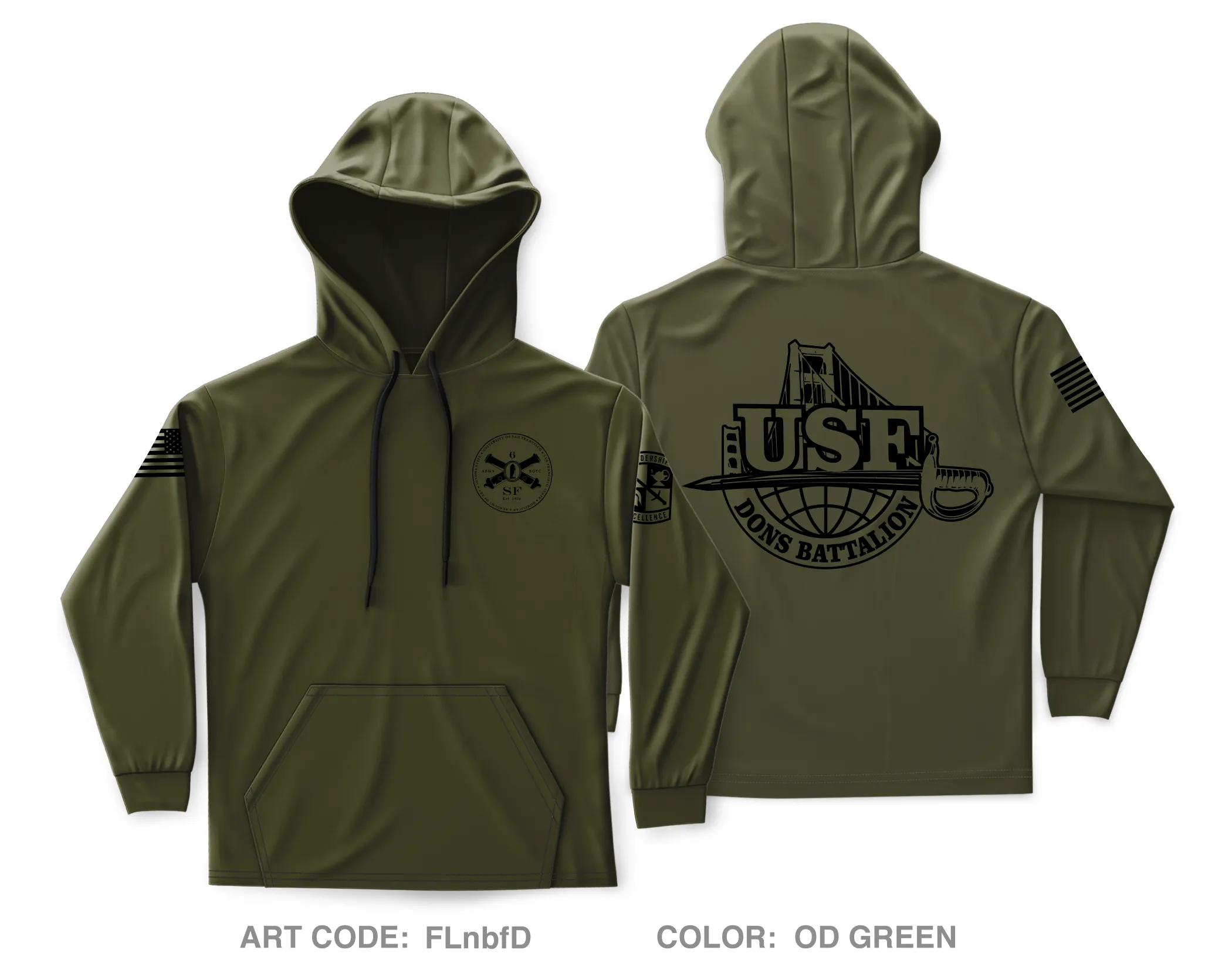 Dons Battalion, USFCA Army ROTC Ranger Challenge Core Men's Hooded Performance Sweatshirt - FLnbfD