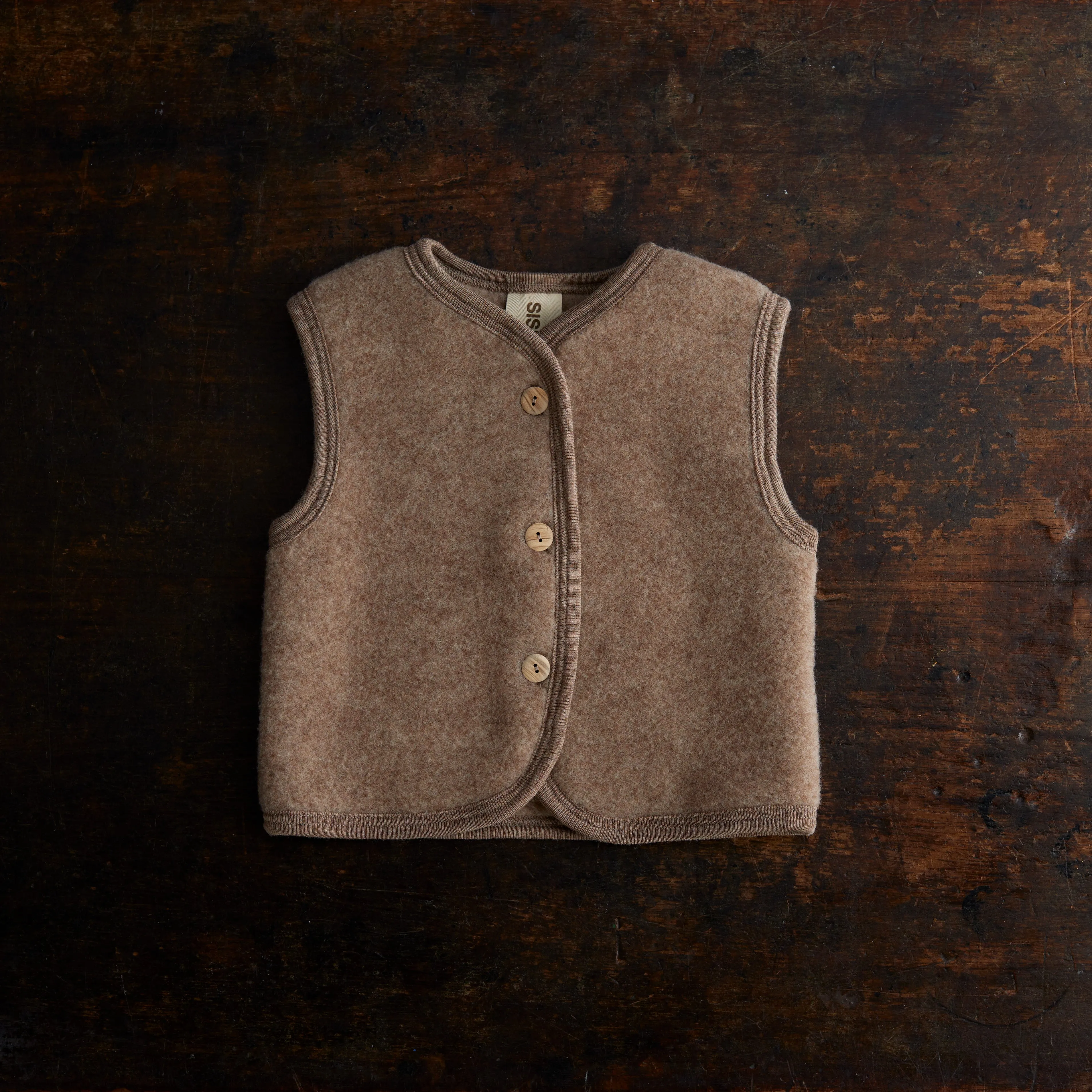 Eider Baby & Kids Vest - Merino Wool Fleece - Driftwood