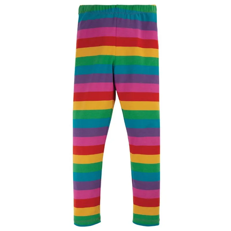 Frugi Libby Kids Rainbow Stripe Leggings - Foxglove