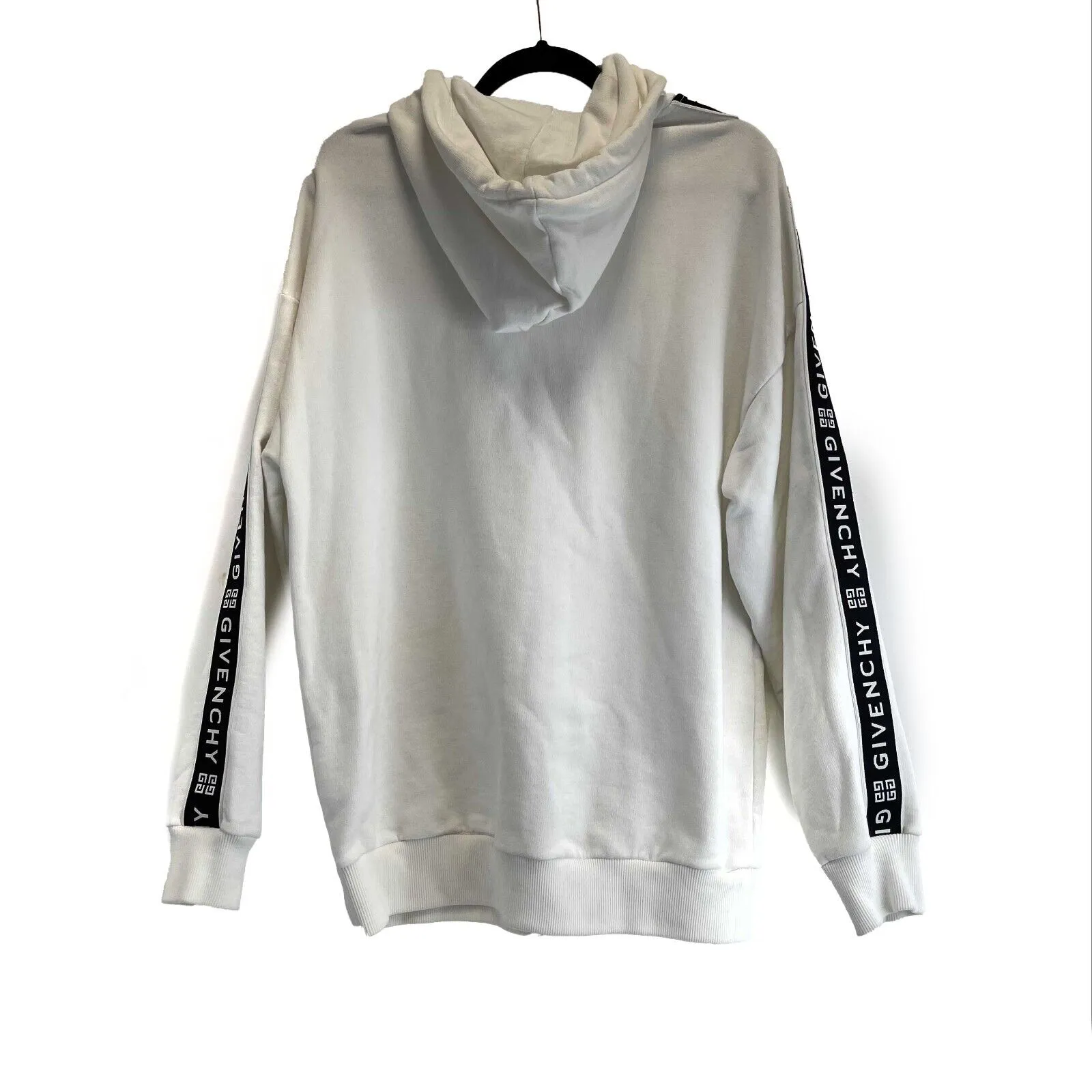 GIVENCHY - White Logo Tape - White / Black Hoodie - Size S