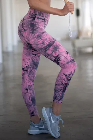 Grey/Pink Tie-dye Leggings