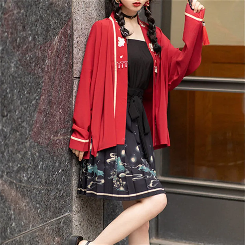 HANFU AIRPLANE SLEEVE SHORT PLEATED SKIRT UB3314