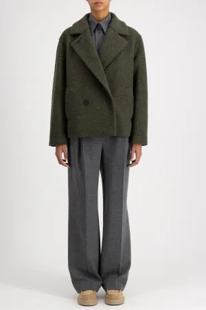 Harris Wharf Outdoor Boucle Jacket in Moss Green