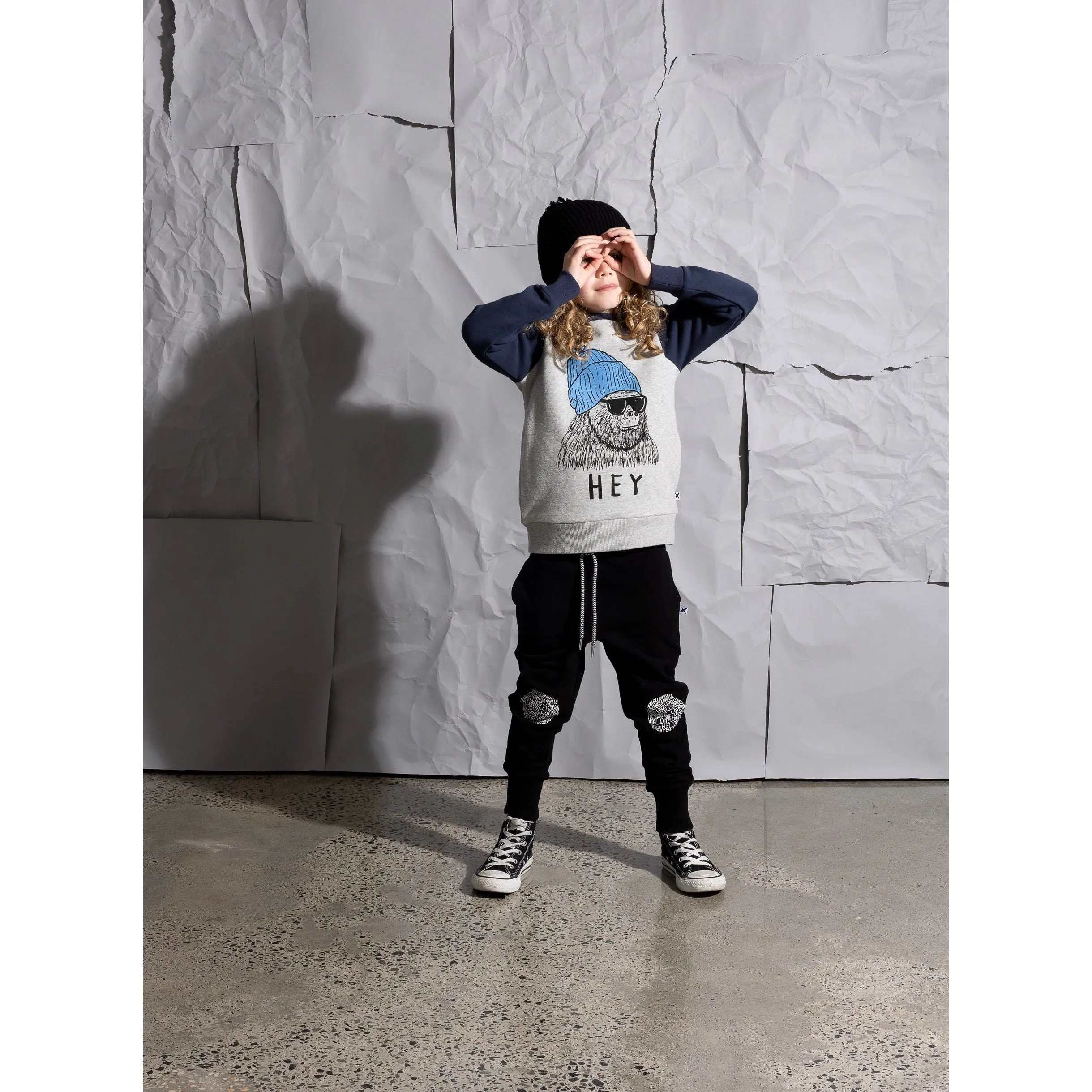 Hello Circle Furry Trackies - Black