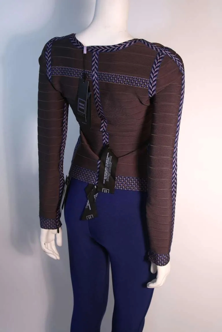 HERVE LEGER Gray Bandage Zip Top and Blue Leggings Size M