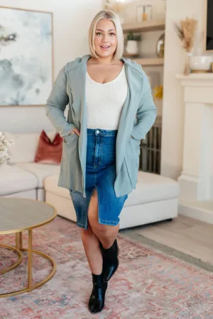 High Rise Denim Cargo Skirt