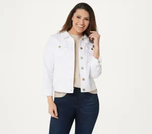 Isaac Mizrahi Live! TRUE DENIM Jean Jacket. A306370 Bright White 10