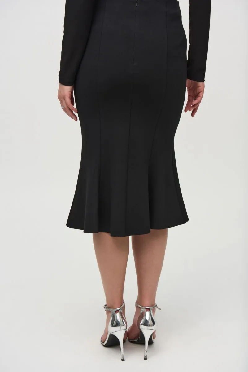 Joseph Ribkoff Black Rhinestone Trim Trumpet Skirt 244136
