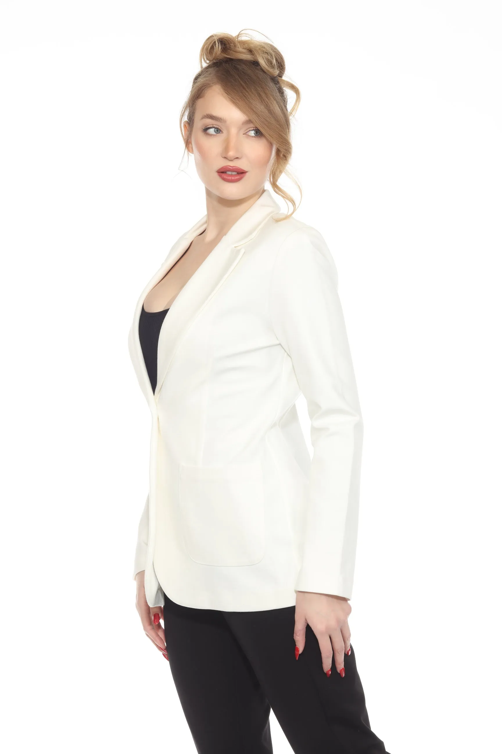 Joseph Ribkoff Vanilla Heavy Knit Fitted Blazer Jacket 243054