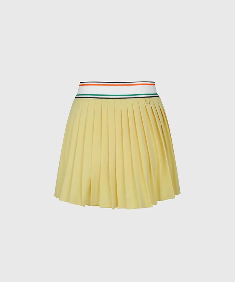 KANDINI Elastic Band Pleats Skirt - Yellow