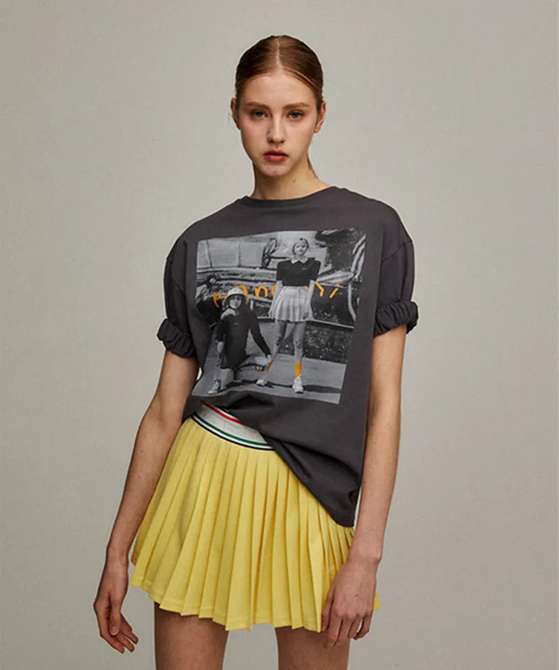 KANDINI Elastic Band Pleats Skirt - Yellow