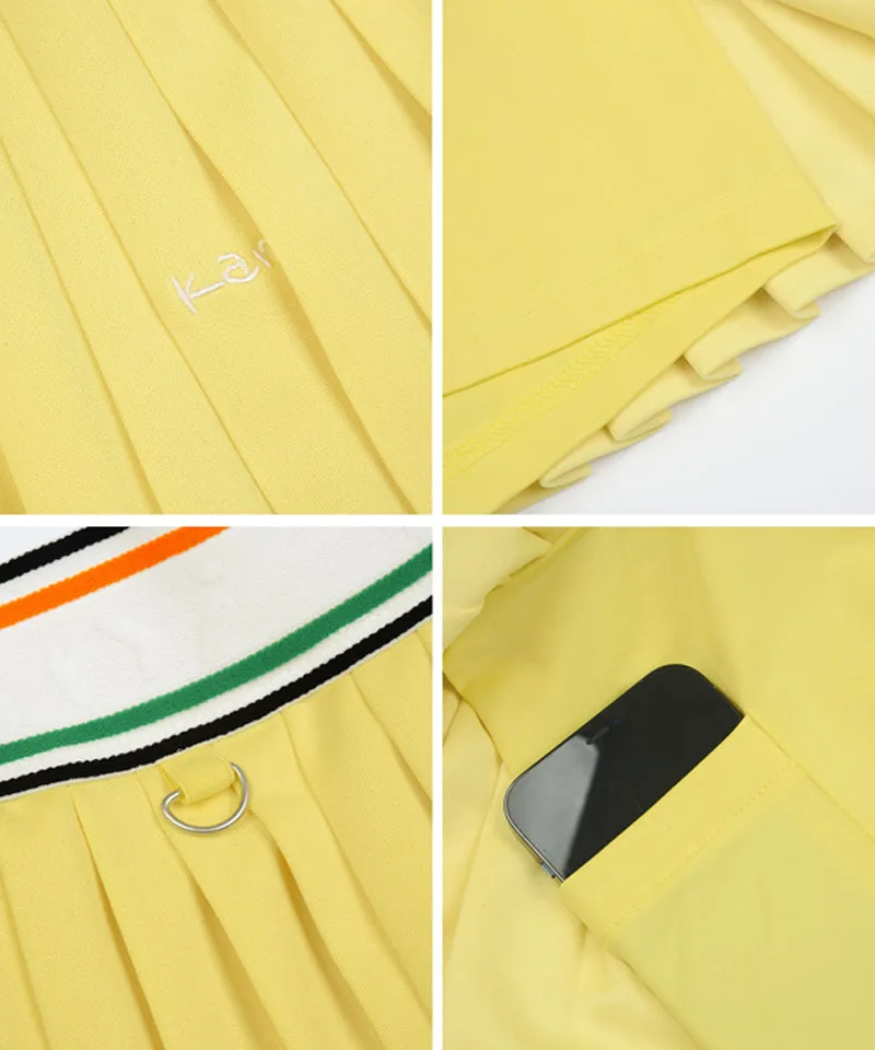 KANDINI Elastic Band Pleats Skirt - Yellow