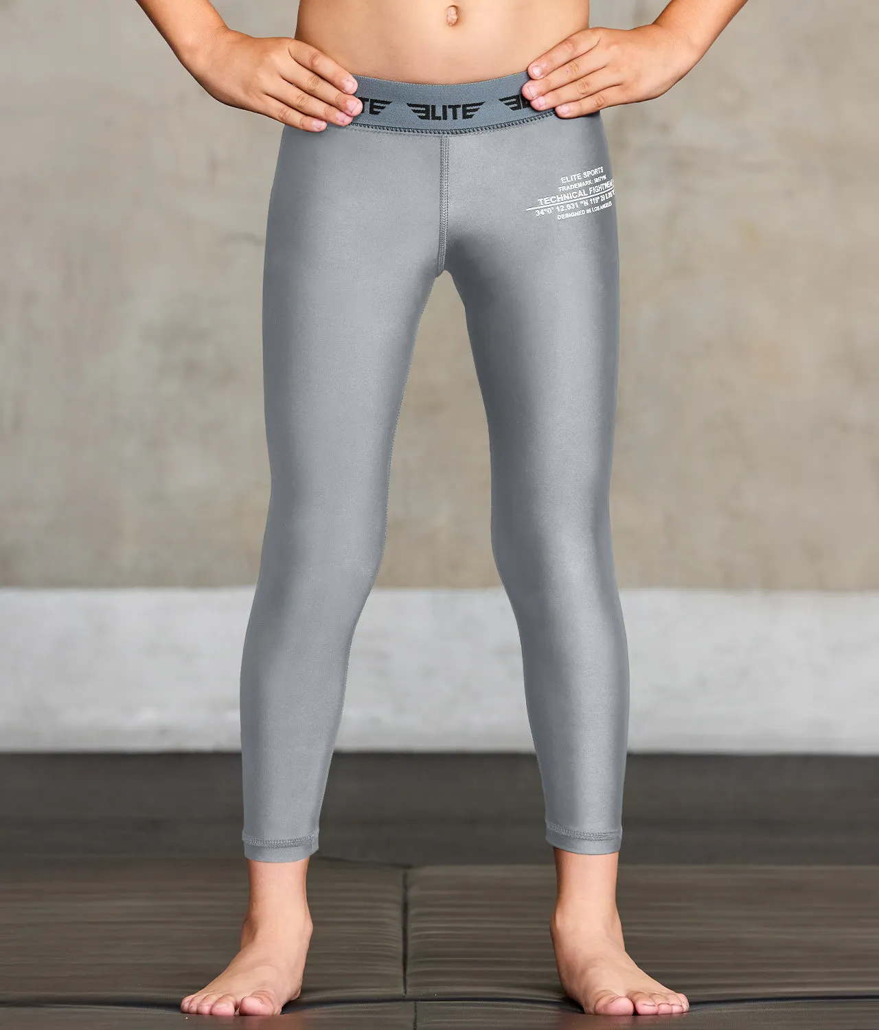 Kids' Plain Gray Compression MMA Spat Pants