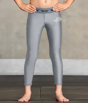 Kids' Plain Gray Compression MMA Spat Pants