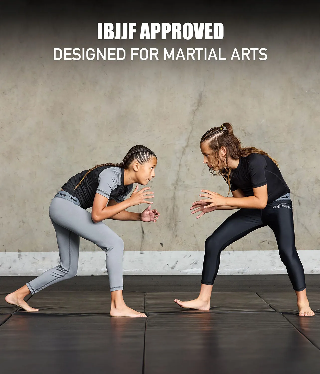 Kids' Plain Gray Compression MMA Spat Pants